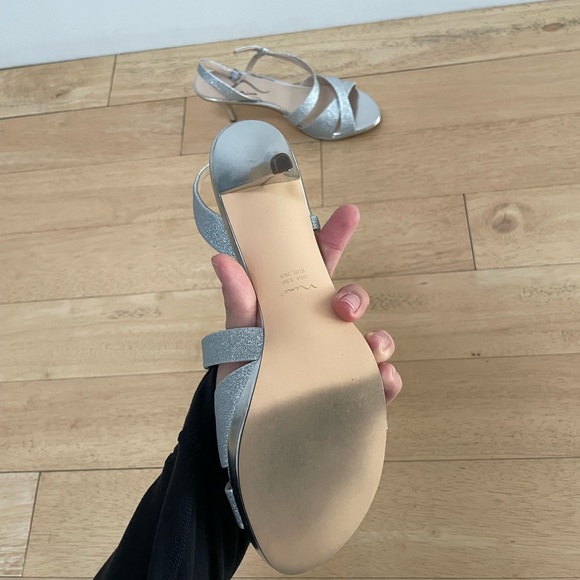 Nina Silver Sparkle Low Heel Evening Shoes - Picture 9 of 11